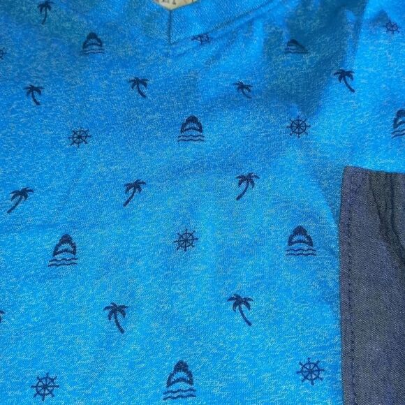 Free Planet Blue Men's Short Sleeve Shirt- Palm/Wave logos-Size Large - Picture 3 of 3